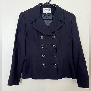 Kasper Blk short waisted blazer, Petite 6, PP 18.5”, length 23”, EUC